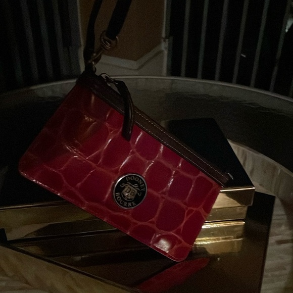 Dooney & Bourke Cranberry Croc-Embossed Clutch - Picture 3 of 11